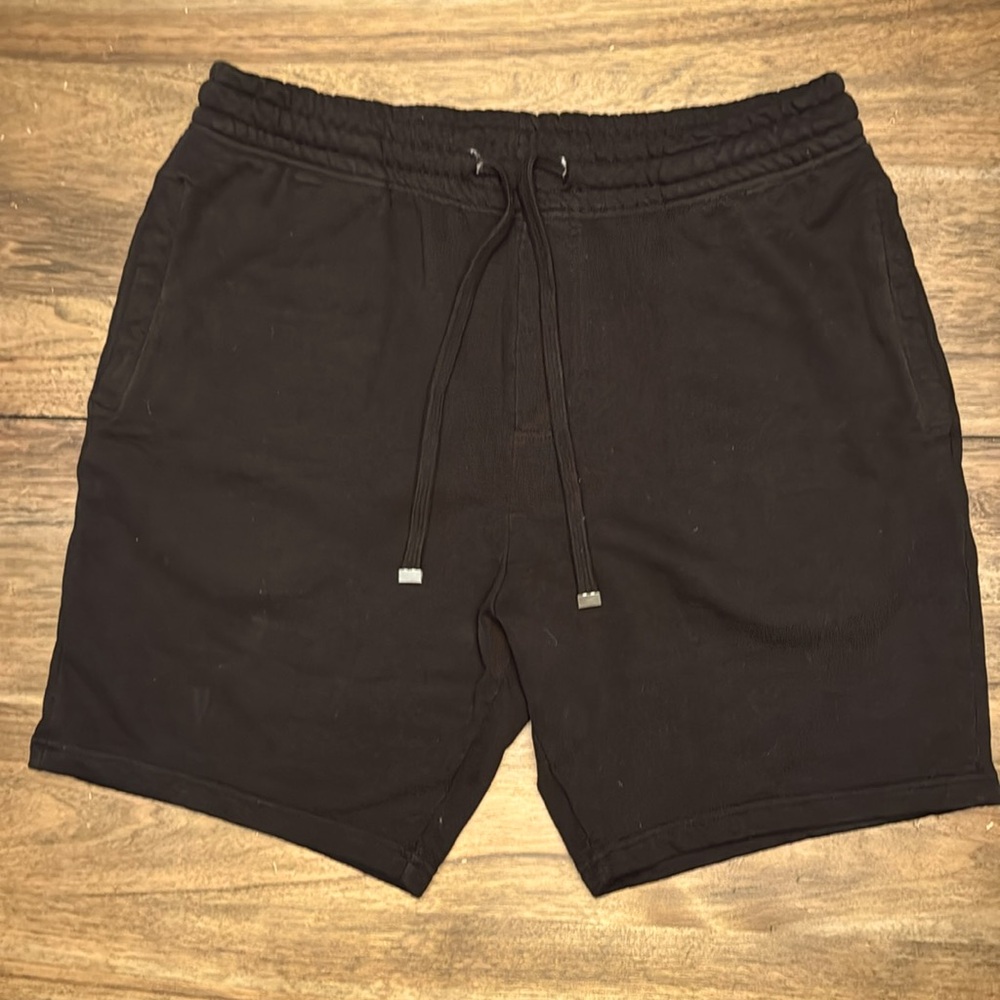 TALENTLESS MENS HEAVYWEIGHT FLEECE SHORTS size L, pitch black and steel grey